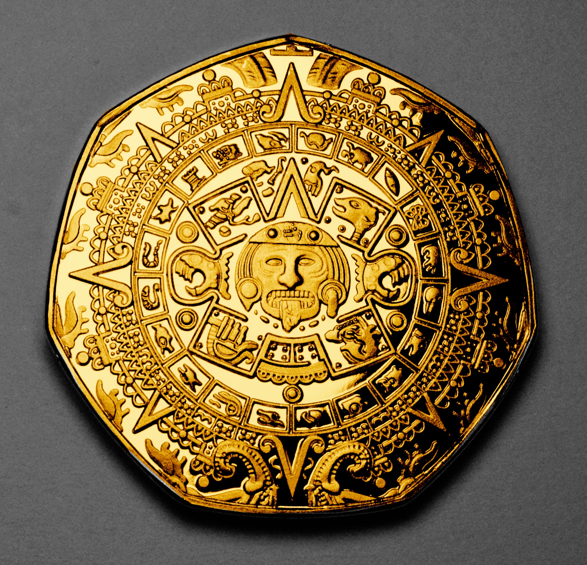 Aztec Coin Pattern Aztec/Mayan Calendar - 24ct Gold – The Commemorative Coin Company