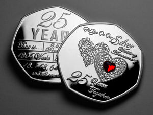 Our 25th Wedding Anniversary (hours, minutes etc) - Silver with Gemstone