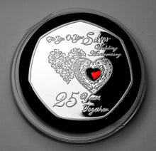 Load image into Gallery viewer, Your 25th Wedding Anniversary (hours, minutes etc) - Silver with Gemstone