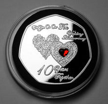 Load image into Gallery viewer, On Our 10th Wedding Anniversary (Days, Hours, Minutes etc) - Silver with Red Diamante