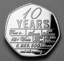 Load image into Gallery viewer, On Our 10th Wedding Anniversary (Days, Hours, Minutes etc) - Silver with Clear Diamante