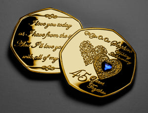 On Our 45th Wedding Anniversary (poem) - 24ct Gold