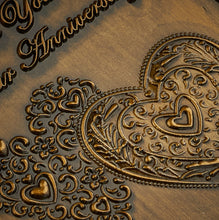 Load image into Gallery viewer, On Our 5th Wooden Wedding Anniversary Medal in Case - Antique Gold