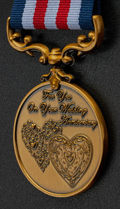 On Your Wedding Anniversary Medal - Antique Gold