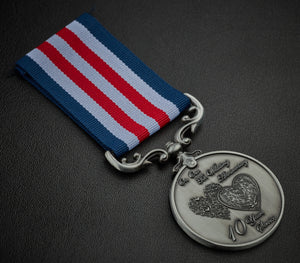On Our 10th (Titanium) Wedding Anniversary Medal in Case - Antique Silver