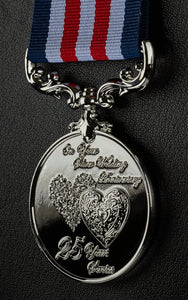 On Your 25th Silver Wedding Anniversary Medal in Case - Polished .999 Silver