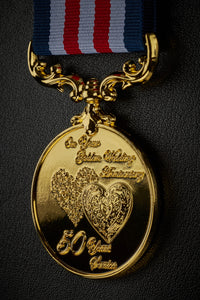 On Your 50th Golden Wedding Anniversary Medal in Case - Polished 24ct Gold