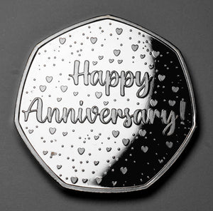 Happy Anniversary 'I Love You' - Silver with Red Diamante Gemstone