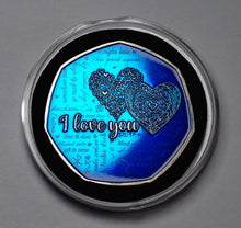 Load image into Gallery viewer, Happy Valentines Day &#39;I Love You&#39; - Silver with Blue Enamel