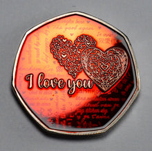 Load image into Gallery viewer, Happy Valentines Day &#39;I Love You&#39; - Silver with Red Enamel