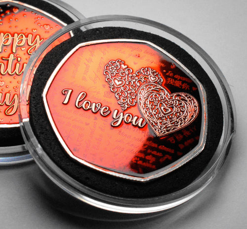 Happy Valentines Day 'I Love You' - Silver with Red Enamel
