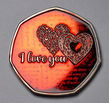 Load image into Gallery viewer, Happy Valentines Day &#39;I Love You&#39; - Silver with Red Enamel. Diamante