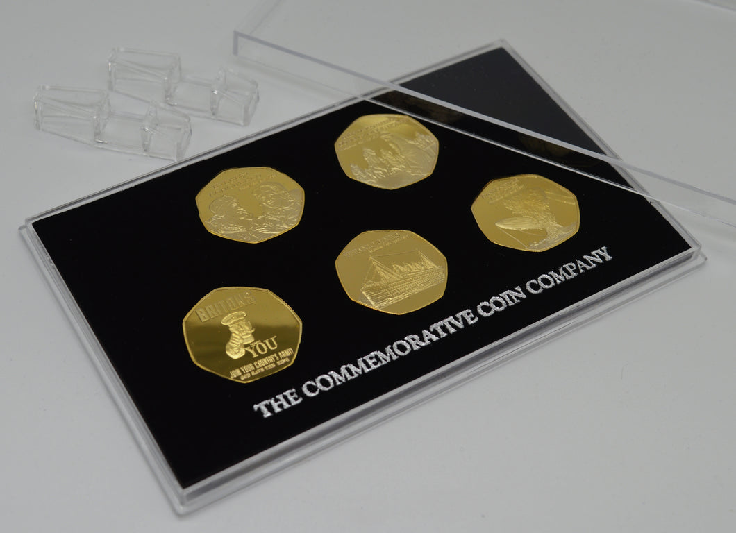 Full Set of 20th Century News/Events 24ct Gold Commemoratives in Presentation/Display Case