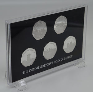 Full Set of 2019 CASTLE SERIES .999 Silver Commemoratives + Hard Presentation 50p Display Case