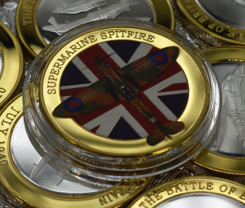 Battle of Britain, Spitfire - Silver & 24ct Gold with Colour