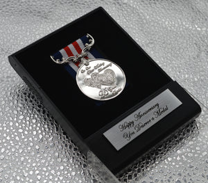 25th Silver Wedding Anniversary Medal 'Distinguished Service & Bravery in the Field' in Case