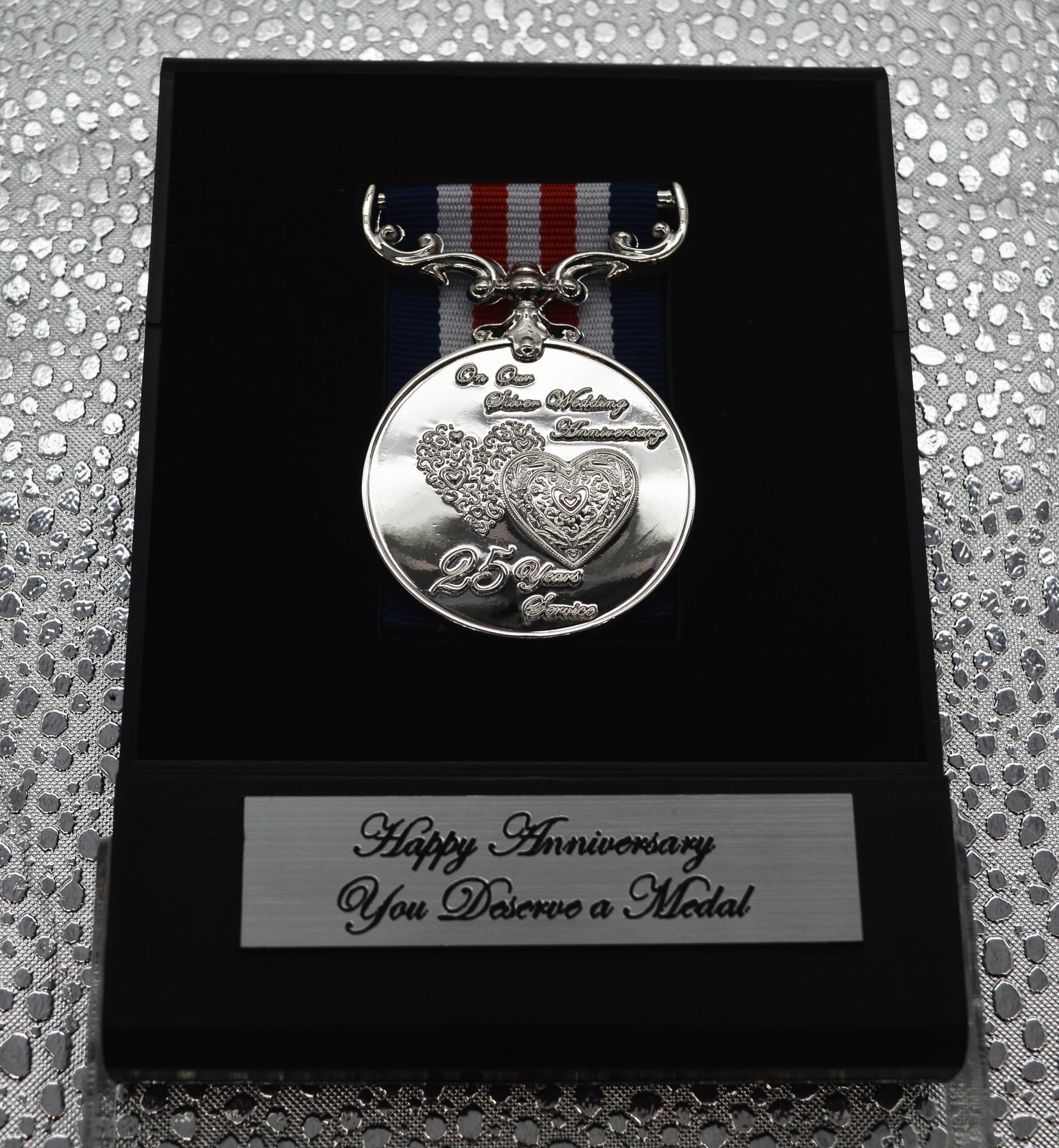 25th Silver Wedding Anniversary Medal In Presentation Case. Long