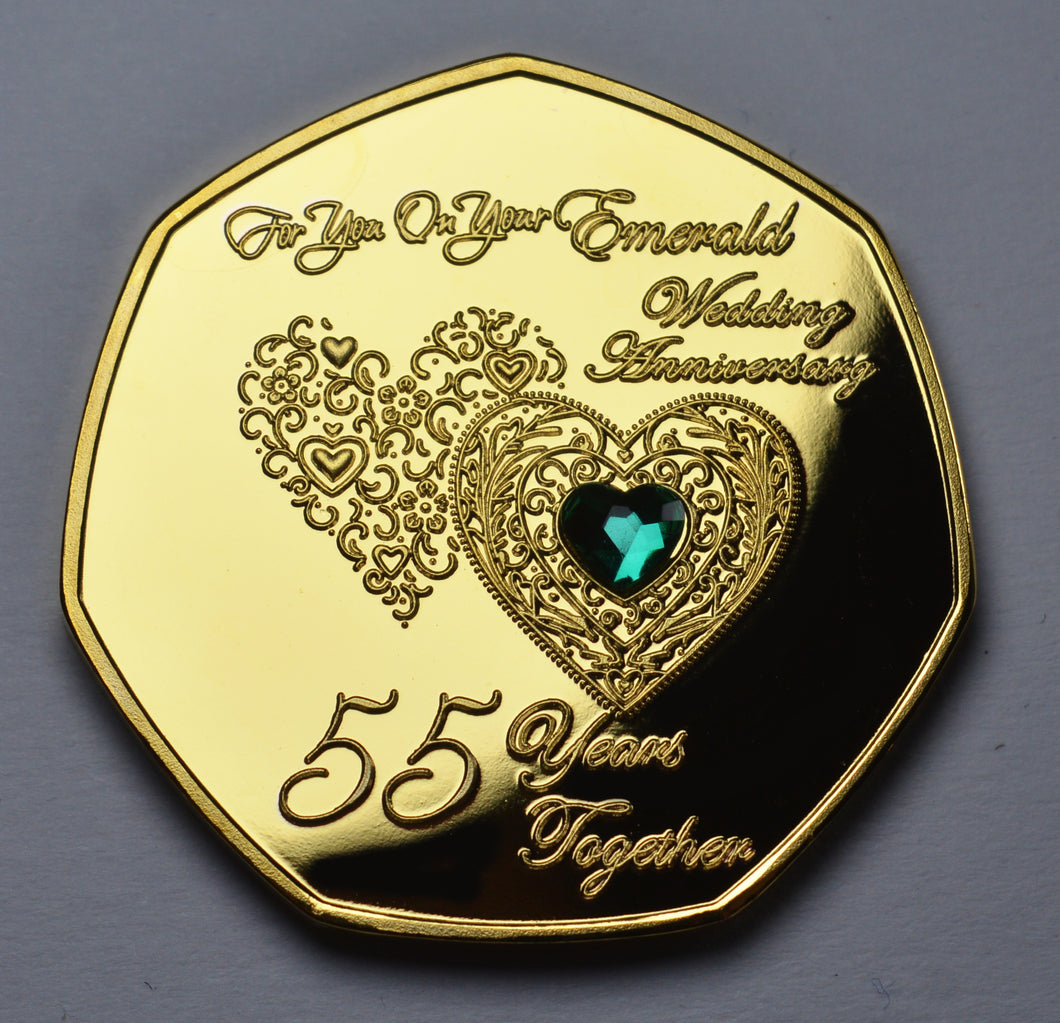 On Your 55th Wedding Anniversary with Emerald Gemstone - 24ct Gold