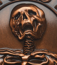 Load image into Gallery viewer, Memento Mori Skull, Hourglass &amp; Tulip&#39; - Antique Copper