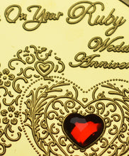 Load image into Gallery viewer, On Your 40th Ruby Wedding Anniversary - Gold with Diamante Gemstone