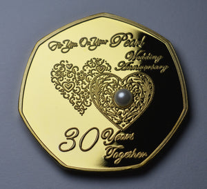 On Your 30th Wedding Anniversary with Pearl Gemstone - 24ct Gold
