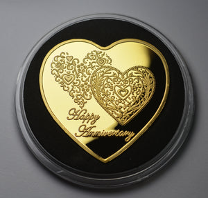 Happy Anniversary - Gold Heart