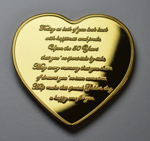 On Your 50th Wedding Anniversary - Gold Heart
