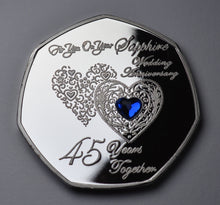 Load image into Gallery viewer, On Your 45th Wedding Anniversary with Sapphire Gemstone - Silver
