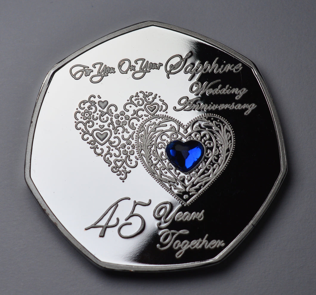 On Your 45th Wedding Anniversary with Sapphire Gemstone - Silver