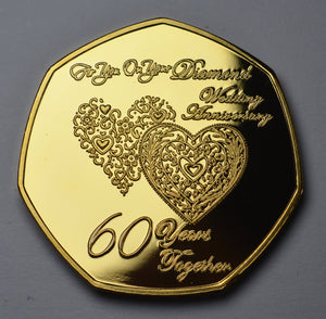 On Your 60th Diamond Wedding Anniversary - 24ct Gold