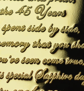 On Your 45th Wedding Anniversary with Sapphire Gemstone - Gold