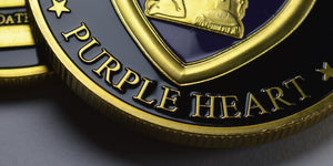 Purple Heart Commemorative - 24ct Gold, Enamel.