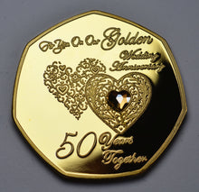 Load image into Gallery viewer, For You On Our 50th Wedding Anniversary - 24ct Gold with Gemstone