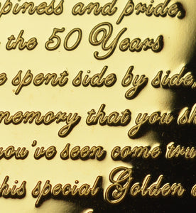 On Your 50th Golden Wedding Anniversary with Diamante Gemstone - Gold