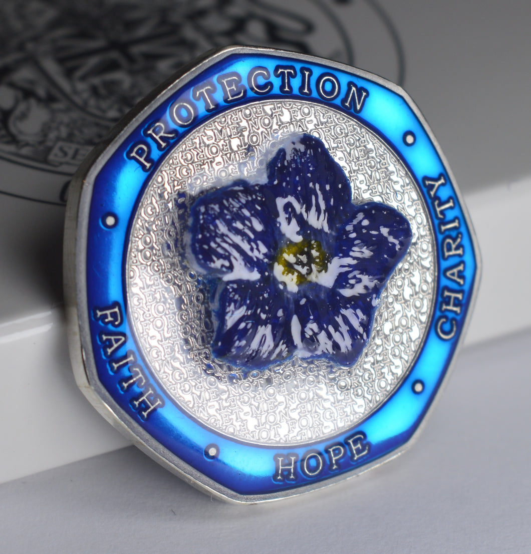 Masonic 'Forget Me Not' - Silver with Embroidery and Epoxy