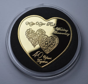 On Your 40th Ruby Wedding Anniversary - Gold Heart