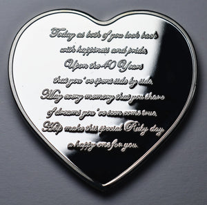 On Your 40th Ruby Wedding Anniversary - Silver Heart
