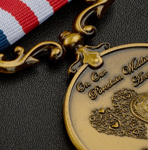 Load image into Gallery viewer, On Our 20th Porcelain Wedding Anniversary Medal - Antique Gold