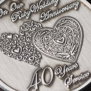 Our 40th Ruby Wedding Anniversary Medal 'Distinguished Service & Bravery in the Field' - Antique Silver