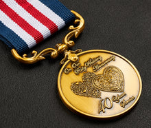 Load image into Gallery viewer, Our 40th Ruby Wedding Anniversary Medal &#39;Distinguished Service &amp; Bravery in the Field&#39; - Antique Gold