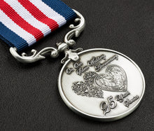 Load image into Gallery viewer, Our 25th Silver Wedding Anniversary Medal &#39;Distinguished Service &amp; Bravery in the Field&#39; - Antique Silver
