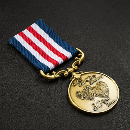 Our 30th Pearl Wedding Anniversary Medal 'Distinguished Service & Bravery in the Field' - Antique Bronze