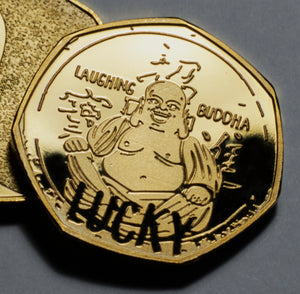 Laughing Buddha Lucky Coin - 24ct Gold